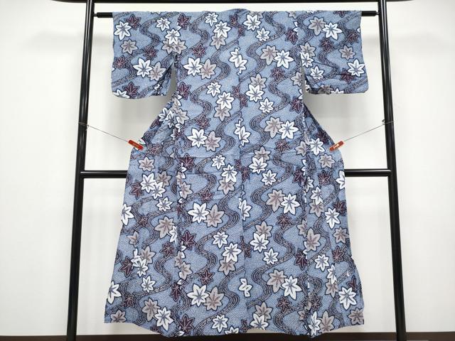 平和屋着物∴夏物　浴衣　竜田川　リップル生地　綿　逸品　CABF2744tx