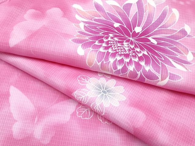 平和屋着物∴夏物　浴衣　綿紅梅　花蝶文　綿　逸品　CABF2746tx