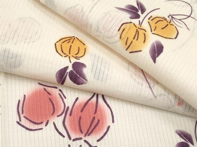 平和屋着物∴夏物　浴衣　綿絽　縦絽　鬼灯　生成り色　綿　逸品　CABF2747tx 22,776円