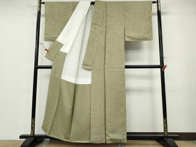 平和屋着物●上質な色無地　人物風景地紋　蒸栗色　正絹　逸品　CABF3236ut_2