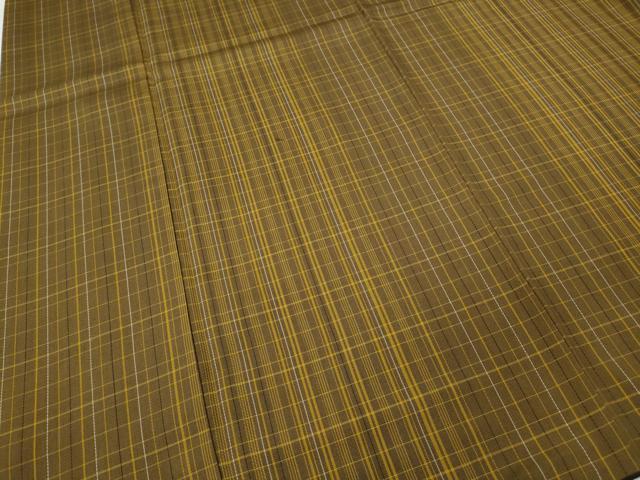 平和屋着物●本場黄八丈　平織　紬　格子柄　正絹　逸品　CABF3244ut_3