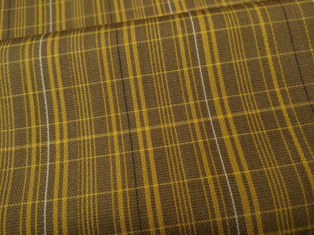 平和屋着物●本場黄八丈　平織　紬　格子柄　正絹　逸品　CABF3244ut_4