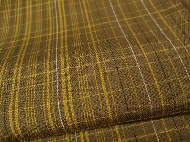 平和屋着物●本場黄八丈　平織　紬　格子柄　正絹　逸品　CABF3244ut_5