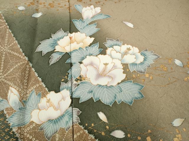 平和屋着物●訪問着　こぼれ松葉花文　暈し染め　金彩　正絹　逸品　CABF3289ut_2
