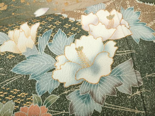 平和屋着物●訪問着　こぼれ松葉花文　暈し染め　金彩　正絹　逸品　CABF3289ut_5