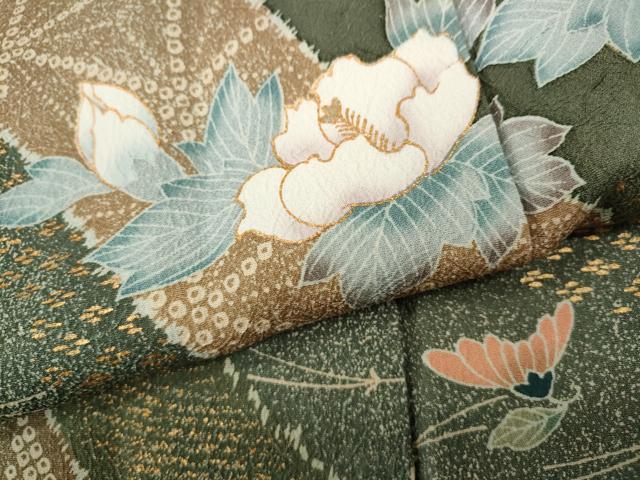 平和屋着物●訪問着　こぼれ松葉花文　暈し染め　金彩　正絹　逸品　CABF3289ut_6
