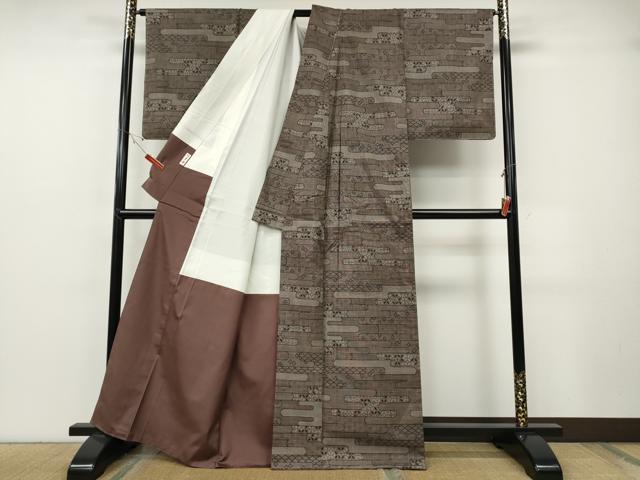 平和屋着物●本場大島紬　9マルキ　エ霞吉祥花文　正絹　逸品　CABF3345ut_2