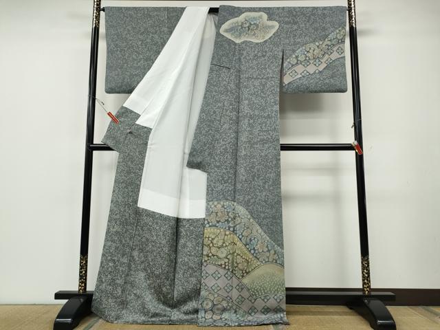 平和屋着物○樋熊哲也 訪問着 辻が花 絞り 手描き ロング丈 正絹 逸品