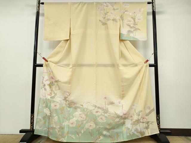 平和屋着物＊夏物　訪問着　絽　枝花文　暈し染め　金銀彩　高島屋扱い　正絹　逸品　CABF3536ut