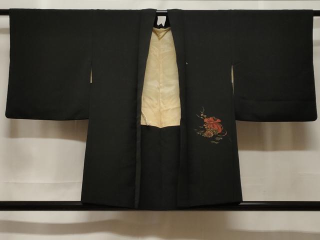 平和屋着物＃羽織　寿光織　文箱花文　黒地　金銀糸　正絹　逸品　CABF3877ev 12,168円