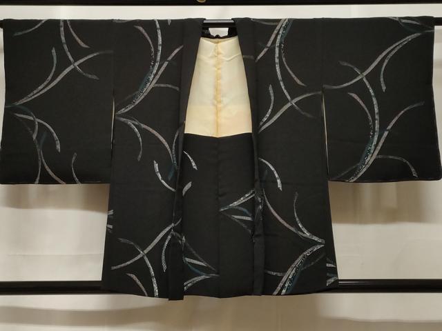 平和屋着物＃羽織　刺繍　寿光織　鬘帯花文　黒地　銀糸　正絹　逸品　未使用　CABF3934ev 18,720円