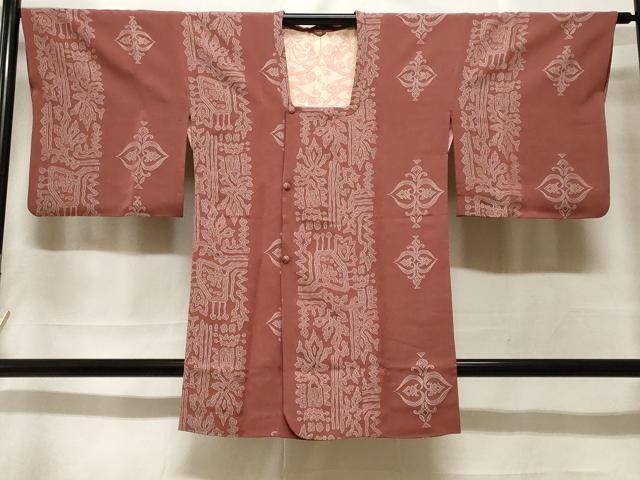 平和屋着物＃道行コート　幾何学間道　ロング丈　正絹　逸品　CABF3976ev