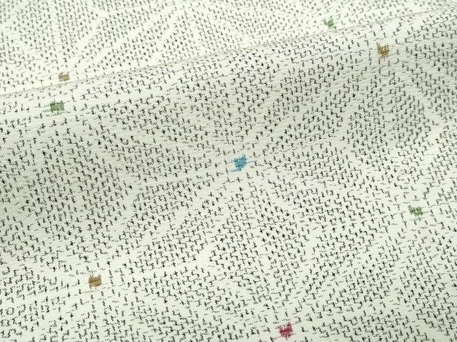 平和屋着物▽上質な紬　単衣　麻の葉文様　正絹　逸品　CABF4438rv_4