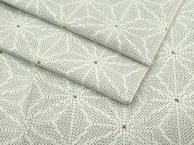 平和屋着物▽上質な紬　単衣　麻の葉文様　正絹　逸品　CABF4438rv