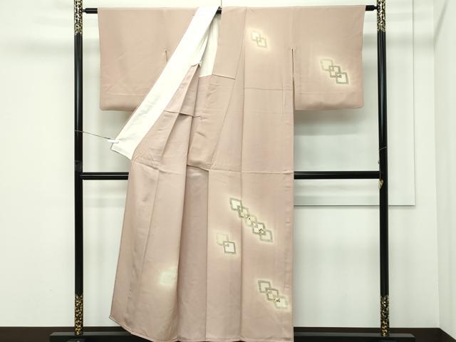 平和屋着物▽訪問着　単衣　刺繍　吉祥花文　暈し染め　金糸　正絹　逸品　CABF4530rv_1