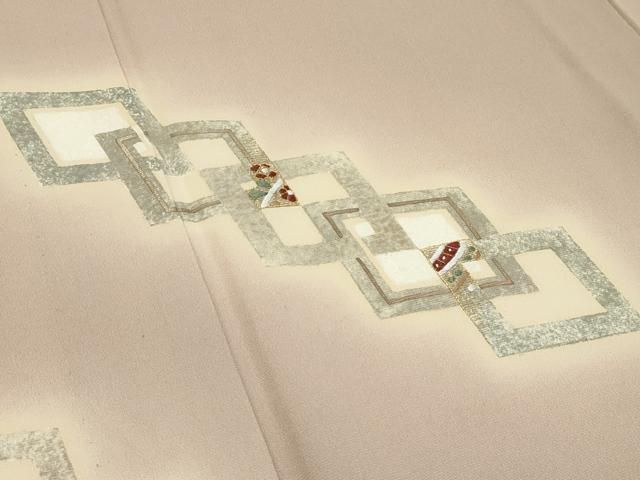 平和屋着物▽訪問着　単衣　刺繍　吉祥花文　暈し染め　金糸　正絹　逸品　CABF4530rv_3