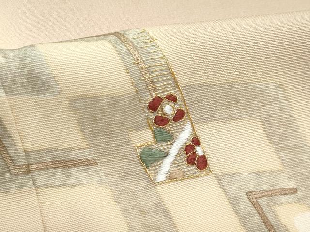 平和屋着物▽訪問着　単衣　刺繍　吉祥花文　暈し染め　金糸　正絹　逸品　CABF4530rv_4