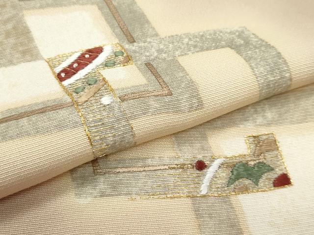 平和屋着物▽訪問着　単衣　刺繍　吉祥花文　暈し染め　金糸　正絹　逸品　CABF4530rv_5