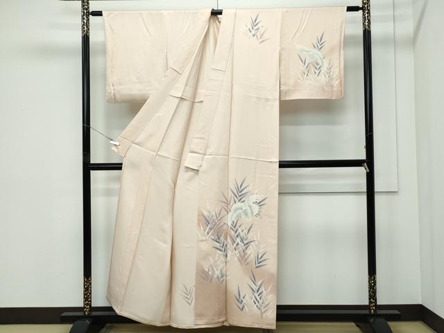 平和屋着物▽訪問着　単衣　飛鶴草木文　暈し染め　正絹　逸品　CABF4536rv_1