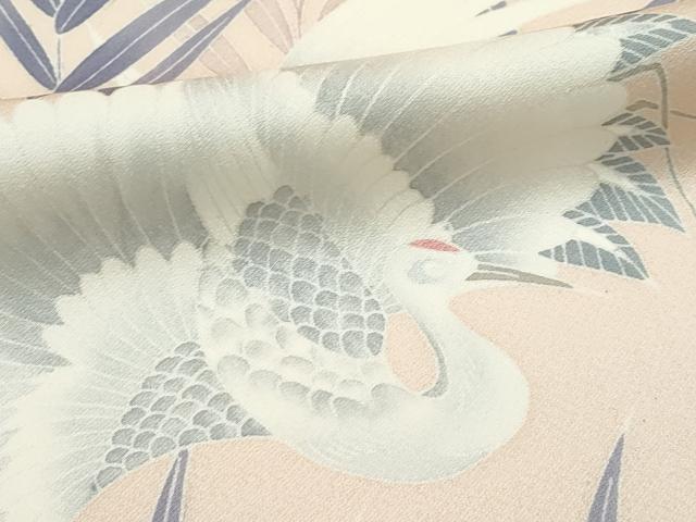 平和屋着物▽訪問着　単衣　飛鶴草木文　暈し染め　正絹　逸品　CABF4536rv_4