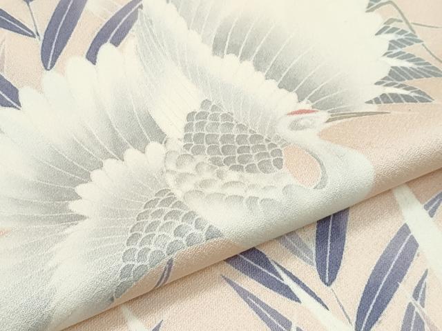 平和屋着物▽訪問着　単衣　飛鶴草木文　暈し染め　正絹　逸品　CABF4536rv_5