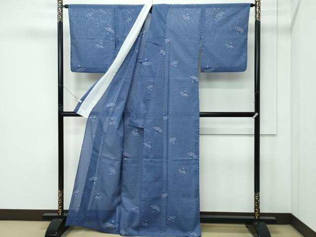 平和屋着物＊夏物　小紋　絽　扇面草花文　洗える着物　CABF4557rv_2