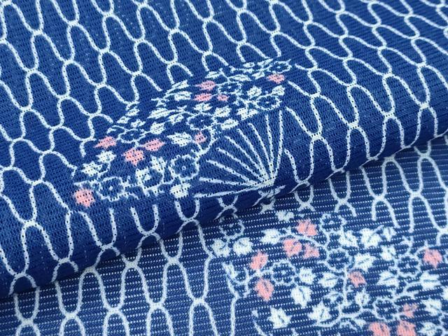 平和屋着物＊夏物　小紋　絽　扇面草花文　洗える着物　CABF4557rv_5