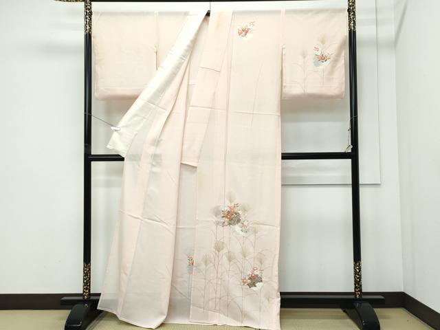 平和屋着物＊夏物　訪問着　絽　雪輪草花文　金彩　正絹　逸品　CABF4587rv_1