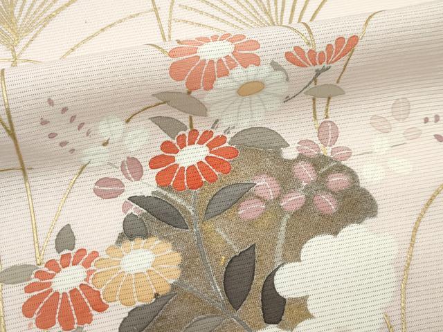 平和屋着物＊夏物　訪問着　絽　雪輪草花文　金彩　正絹　逸品　CABF4587rv_4
