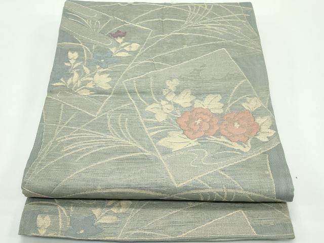 平和屋着物＊夏物　六通柄袋帯　色紙重ね草花文　金糸　正絹　逸品　CABF4632rv