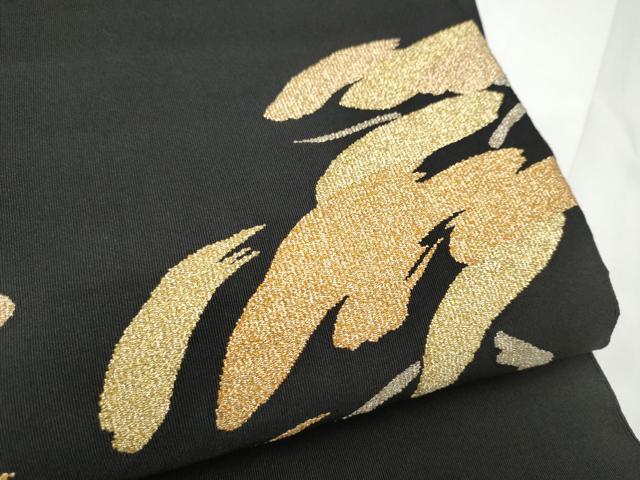 平和屋着物●爪掻き本綴れ　八寸名古屋帯　枝松文　黒地　金糸　正絹　逸品　CABF5207hy_3