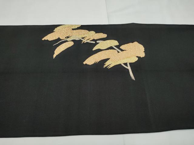 平和屋着物●爪掻き本綴れ　八寸名古屋帯　枝松文　黒地　金糸　正絹　逸品　CABF5207hy_5