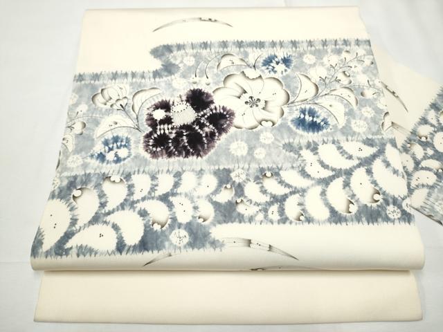 平和屋着物●染色作家　小倉淳史　塩瀬　九寸名古屋帯　絞り　辻が花　正絹　逸品　CABF5273hy