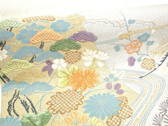 平和屋着物●太鼓柄袋帯　唐織　綴れ　龍松竹梅花文　金糸　正絹　逸品　CABF5309hy_2