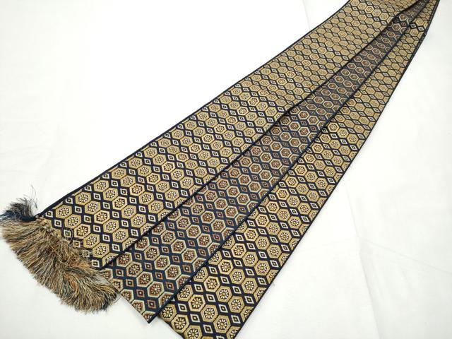 平和屋着物●男性　本場筑前博多織　角帯　亀甲花文　正絹　逸品　CABF5550hy