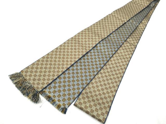 平和屋着物●男性　本場筑前博多織　角帯　幾何学文様　正絹　逸品　CABF5558hy