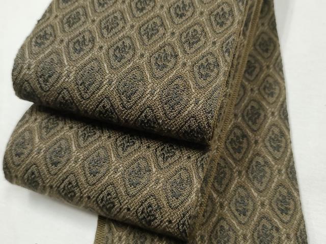 平和屋着物●男性　本場筑前博多織　角帯　菱文　正絹　逸品　CABF5600hy