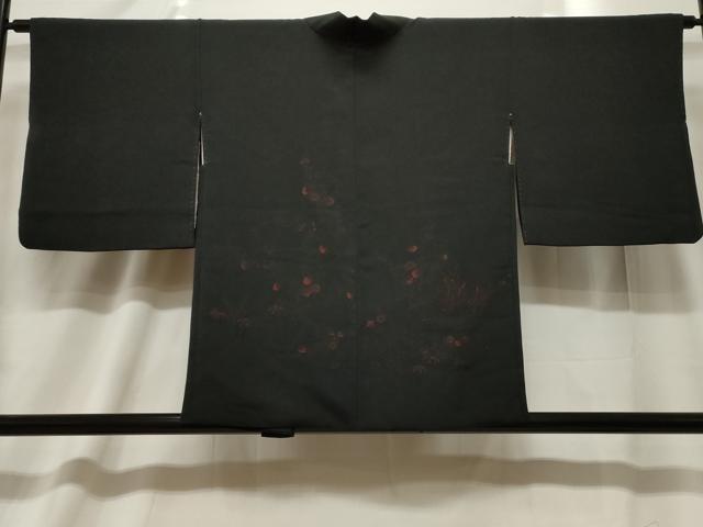 平和屋着物＃羽織　寿光織　草花文　黒地　正絹　逸品　CABF6196dy 11,076円