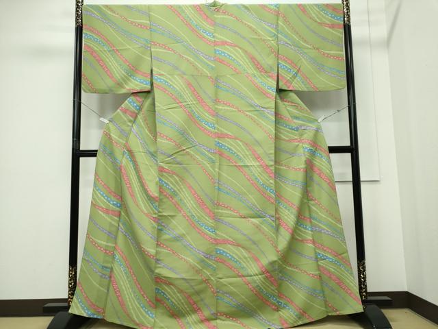平和屋着物▽小紋　単衣　葛帯花文　洗える着物　CABF6484ou_1