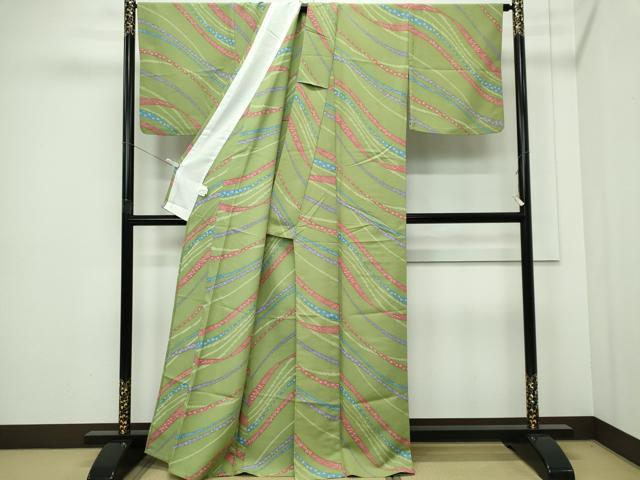 平和屋着物▽小紋　単衣　葛帯花文　洗える着物　CABF6484ou_2