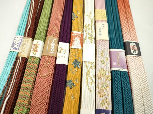 平和屋着物●和装小物　帯締め10本セット　高麗組　冠組　伊賀手組み・前沢工房謹製　礼装用　金糸　逸品　未使用　CABF7228ju_1