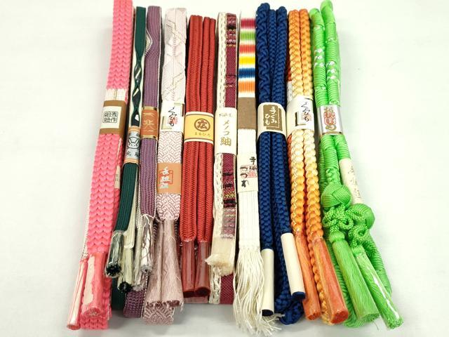 平和屋着物●和装小物　帯締め10本セット　冠組　手織つづれ　鴨川組　メノコ紬　小田巻き　ラメ糸　金糸　逸品　未使用　CABF7260ju