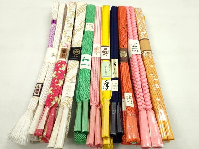 平和屋着物●和装小物　帯締め10本セット　唐組　大和組　礼装用　大丸扱い　鈴乃屋扱い　金糸　逸品　未使用　CABF7277ju