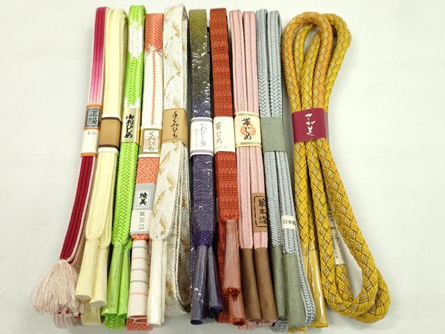 平和屋着物●和装小物　帯締め10本セット　唐組　御岳組　礼装用　草木染　さが美扱い　金糸　逸品　未使用　CABF7288ju