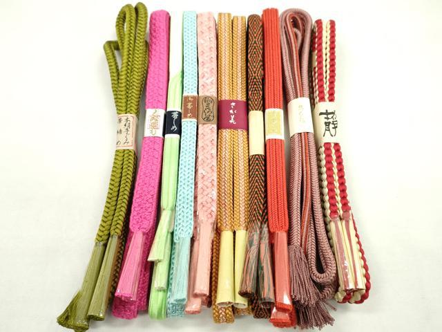平和屋着物●和装小物　帯締め10本セット　畝打組　御岳組　丸組　銀座三河屋　さが美扱い　金糸　逸品　未使用　CABF7304ju