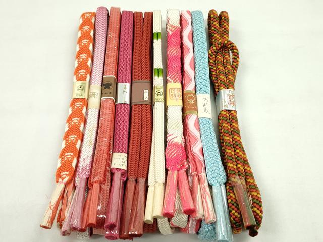 平和屋着物●和装小物　帯締め10本セット　御岳組　丸組　金糸　逸品　未使用　CABF7309ju