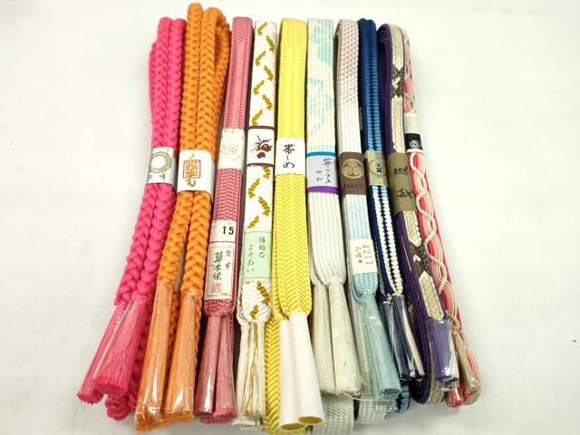 平和屋着物●和装小物　帯締め10本セット　高麗組　蛇皮　丸組　堅牢草木染　逸品　未使用　CABF7322ju
