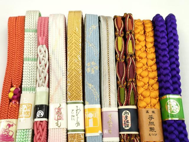 平和屋着物●和装小物　帯締め10本セット　高麗組　手描き　丸組　金糸　逸品　未使用　CABF7520ju_1