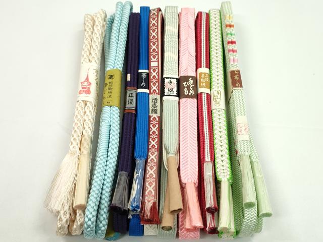平和屋着物●和装小物　帯締め10本セット　高麗組　笹浪組　博多織　渡敬謹製　逸品　未使用　CABF7552ju