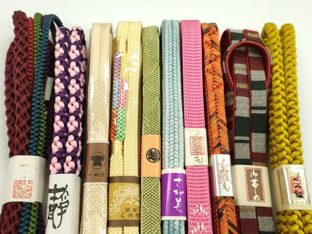 平和屋着物●和装小物　帯締め10本セット　大和組　紬地　丸組　三越扱い　さが美扱い　銀座くのや　逸品　未使用　CABF7558ju_1